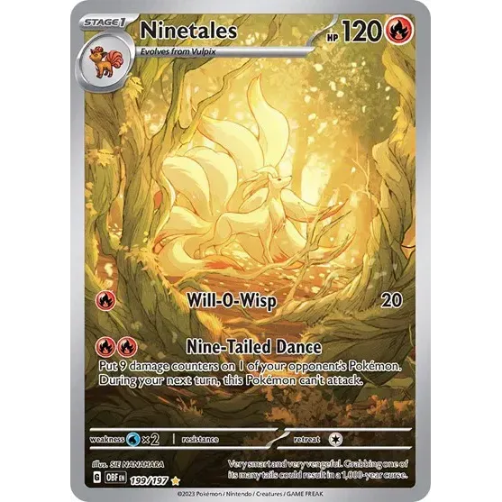 Ninetales Obsidian Flames 199/197 Near Mint