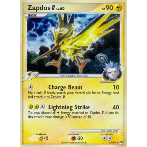 Zapdos G Platinum Arceus Holo Rare 12/99 Near Mint