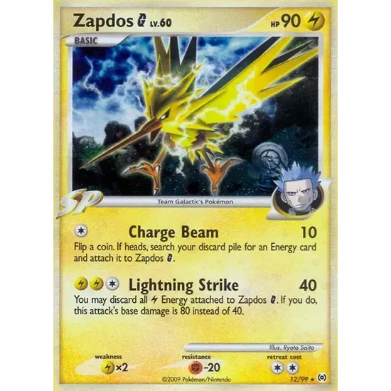 Zapdos G Platinum Arceus Holo Rare 12/99 Near Mint