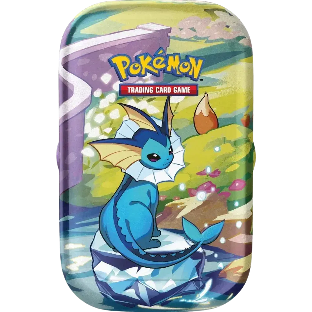 Prismatic Evolutions Vaporeon Tin (Inglés)