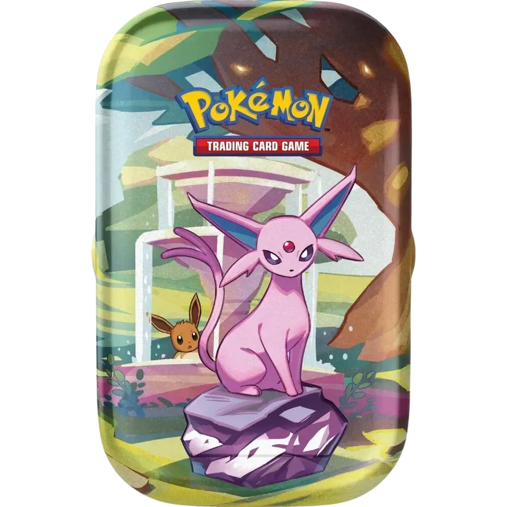 Prismatic Evolutions Espeon Tin (Inglés)