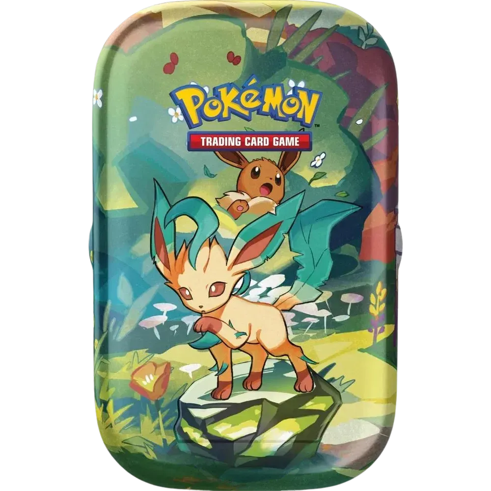 Prismatic Evolutions Leafeon Tin (Inglés)